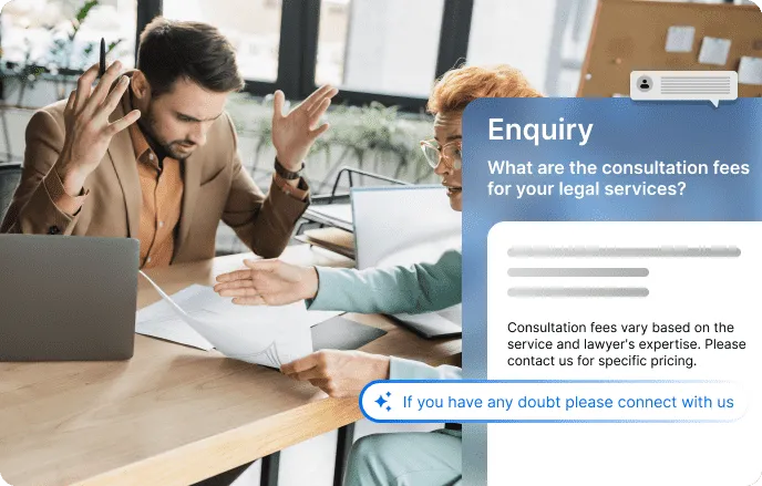 Illustration of legal enquiry chatbot feature
